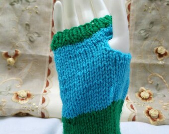 Aqua and Green Wrist Warmers (Variation)