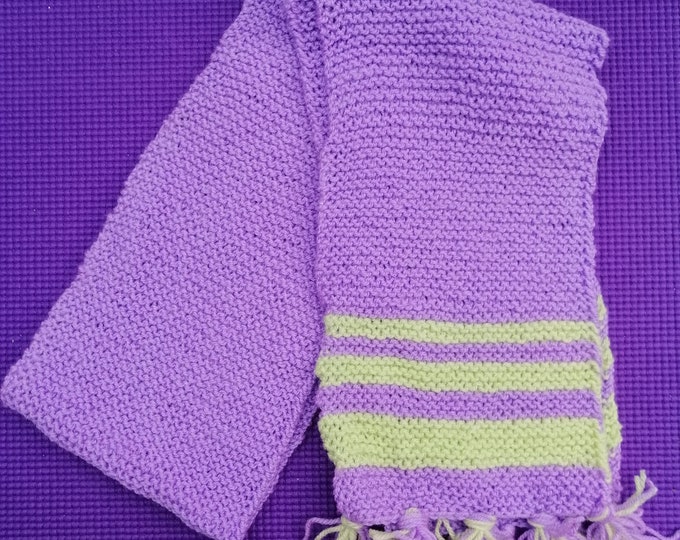 Purple with Green Stripes Scarf