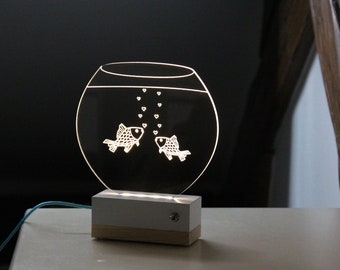 Nightlight Aquarium//3d lamp//gift idea//usb//led