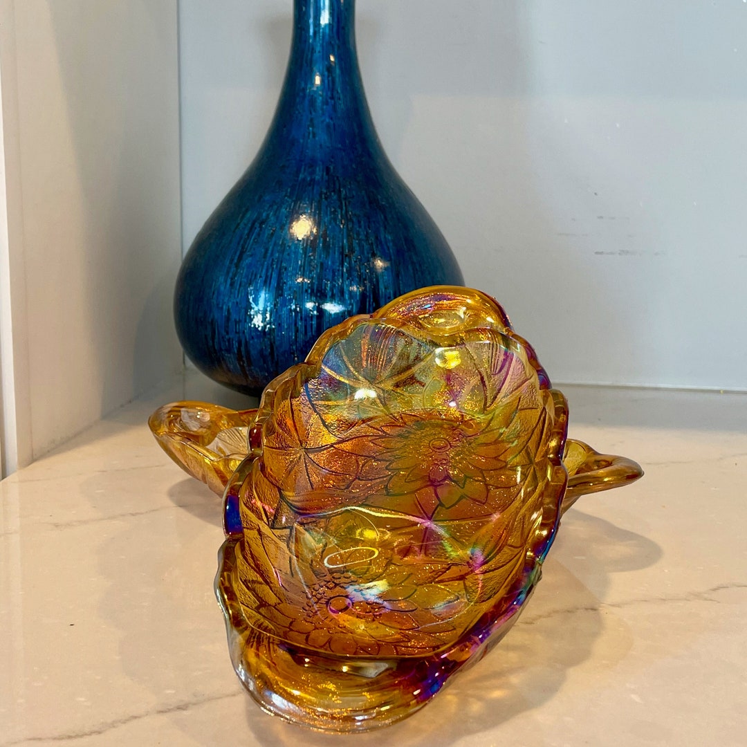 VINTAGE Indiana Glass Co. Lily Pons Carnival Glass Relish Bowls