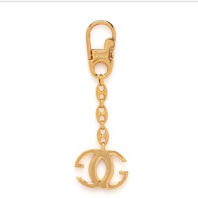 GUCCI Key holder Key ring Key chain Bag charm AUTH Rare Gold Logo Red  Vintage