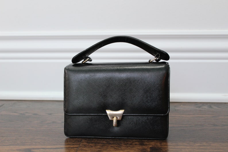 VINTAGE Bienen-Davis 50s-60s Leather Flip-top Handbag Evening Bag image 1