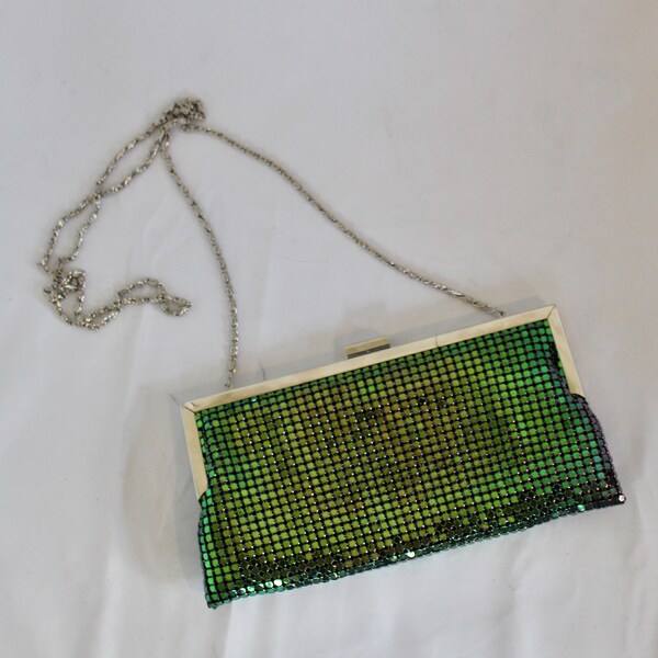 VINTAGE Beaded Iridescent Chainmail Clutch / Shoulder Bag / Crossbody