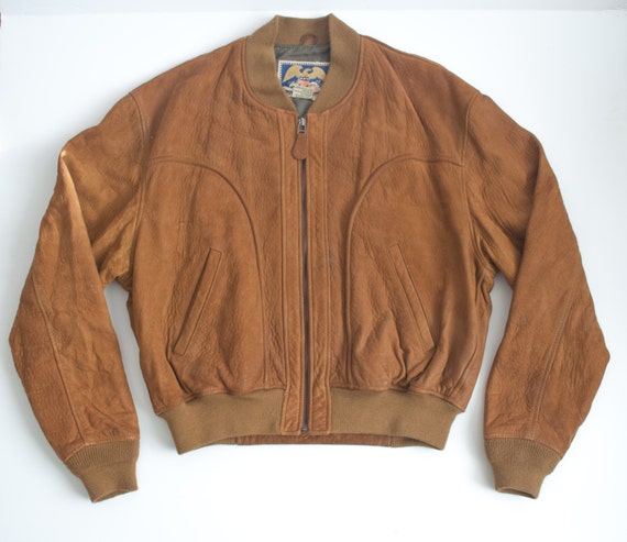 LEATHER avirex brown MILITARY bomber FLIGHT zip up