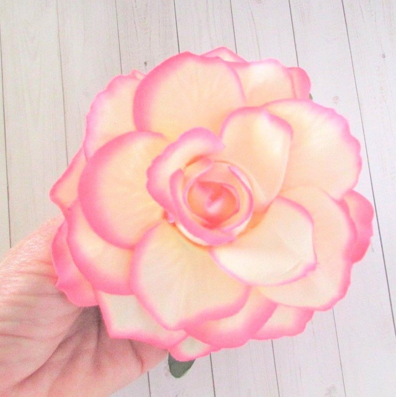 2 x Ivory White Cream Camellia Flower Hair Clips Rose Vintage Bridesmaid X-24