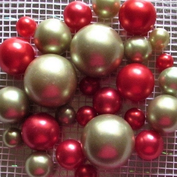 Sale Floating Pearls Green And Berry Red Diy Christmas Etsy
