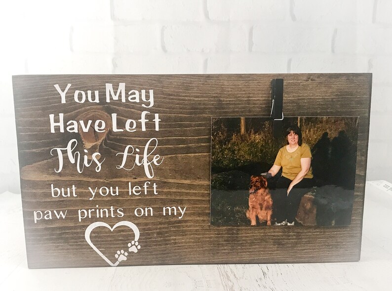 Rememberance of Pet Rustic Farmhouse Decor Loss of Dog Wood Memorial Picture Frame Sympathy Gift Cat Lover