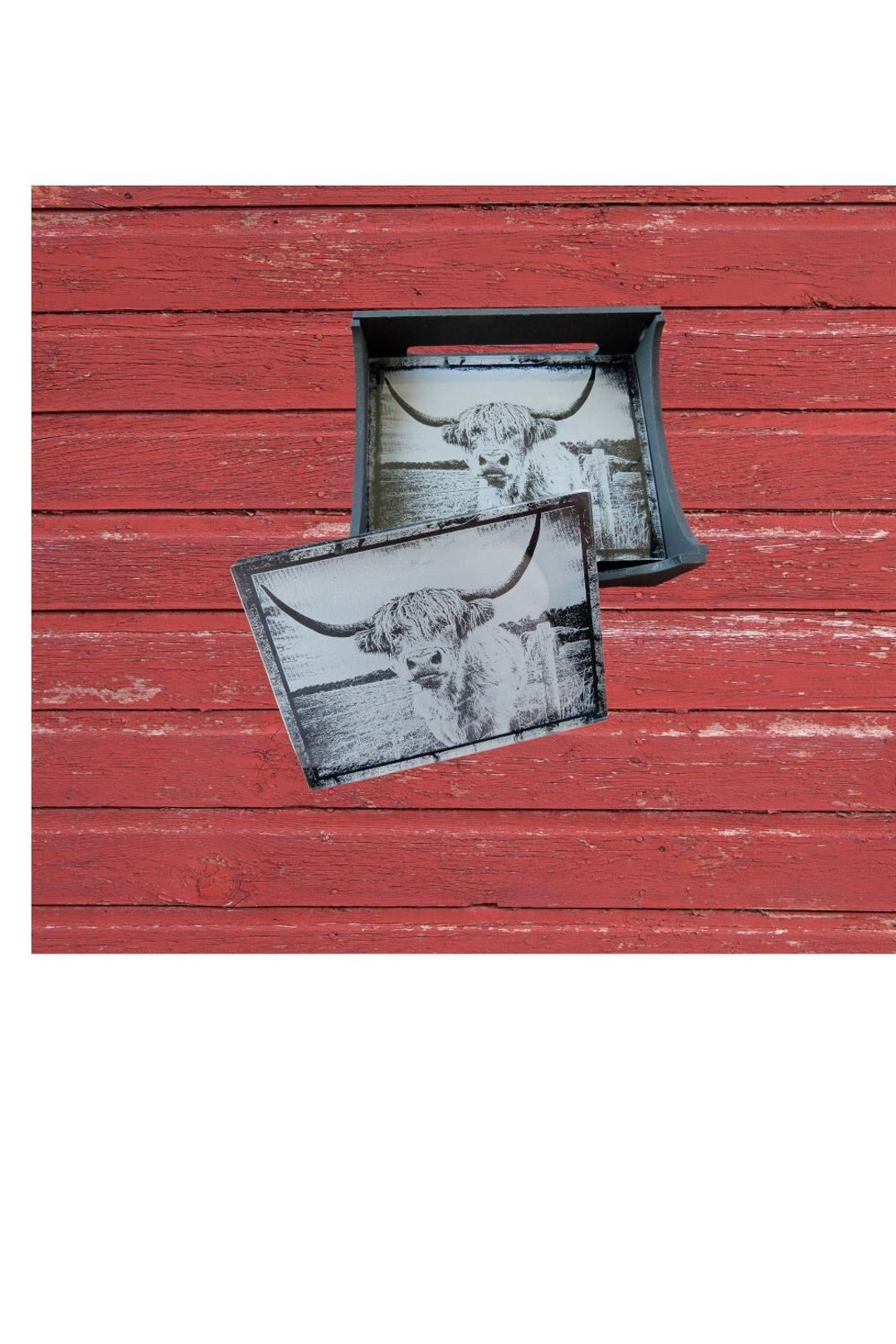 Highland Cow Coaster, Coaster With Holder, Laser Cut Coasters, Rustic Coasters, Photo Coasters