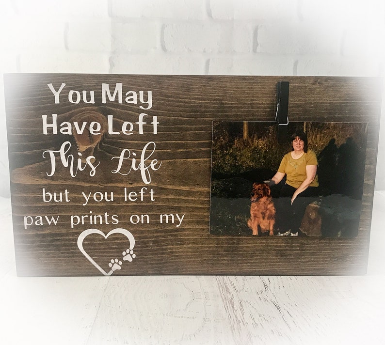 Rememberance of Pet Rustic Farmhouse Decor Loss of Dog Wood Memorial Picture Frame Sympathy Gift Cat Lover