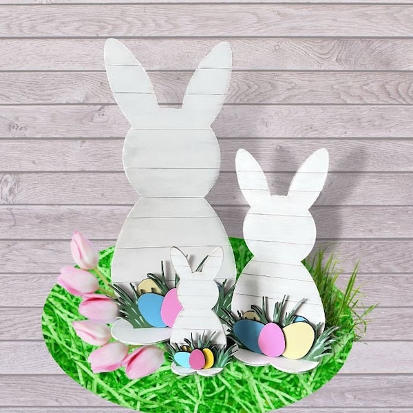 Wooden Easter Bunny set of 3, Easter Decorations, Farmhouse Easter, Fireplace Mantel Decor, Rustic Easter Decor, Easter Rabbit