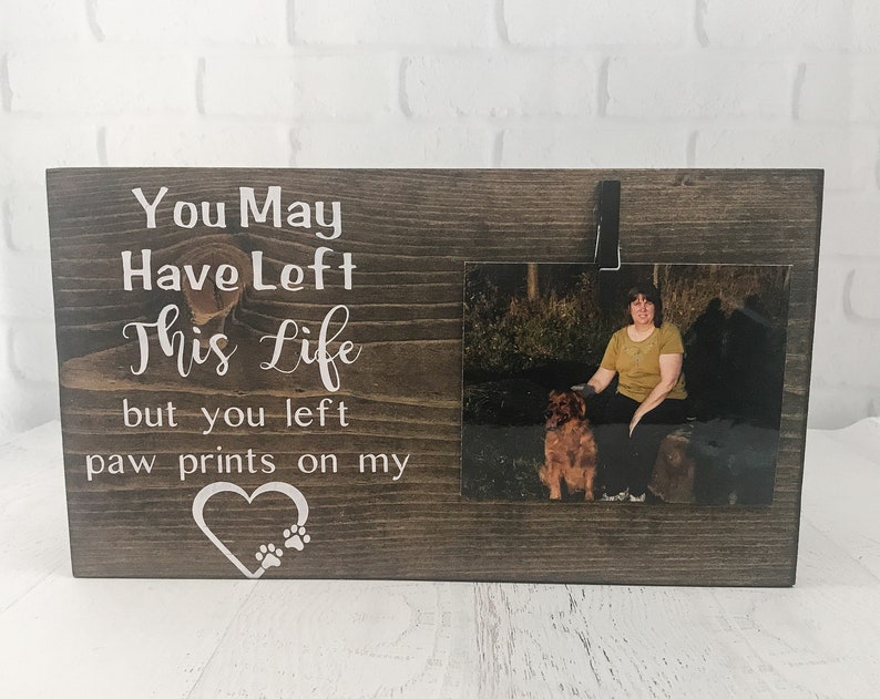Rememberance of Pet Rustic Farmhouse Decor Loss of Dog Wood Memorial Picture Frame Sympathy Gift Cat Lover
