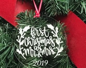 First Christmas As Mr & Mrs, Christmas Ornament,  Clear Acrylic Tree Accent, Couples Gift, Gift for Bride and Groom, Wedding Present