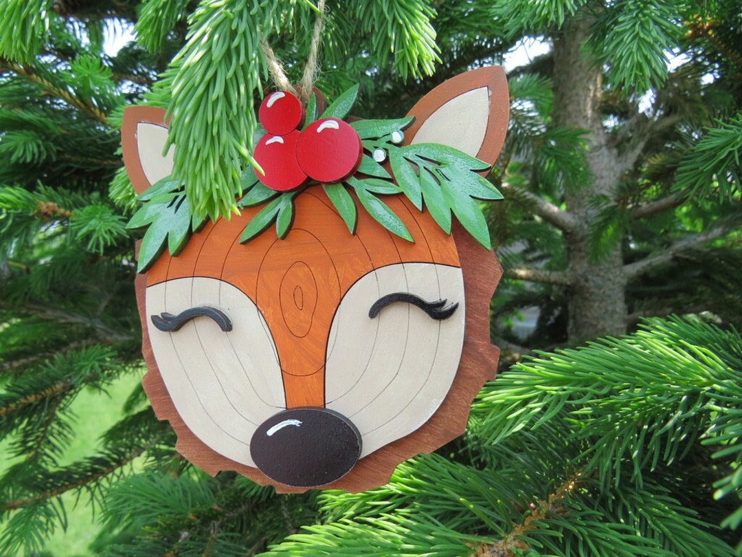 Deer Woodland Animals Ornaments, Forest Animals Ornaments, Wood Slice