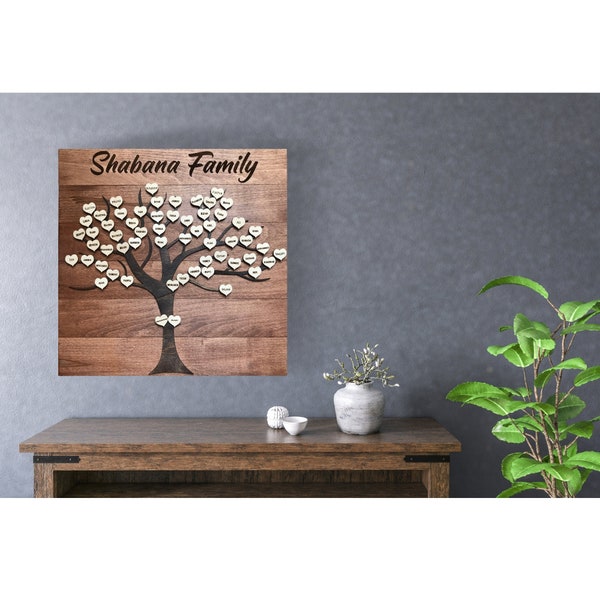 Family Tree, Livingroom Art, Family Gift, Custom Wood Sign, Geneology Gifts, 50th Wedding Anniversary, Wall Art, Personalized Gifts