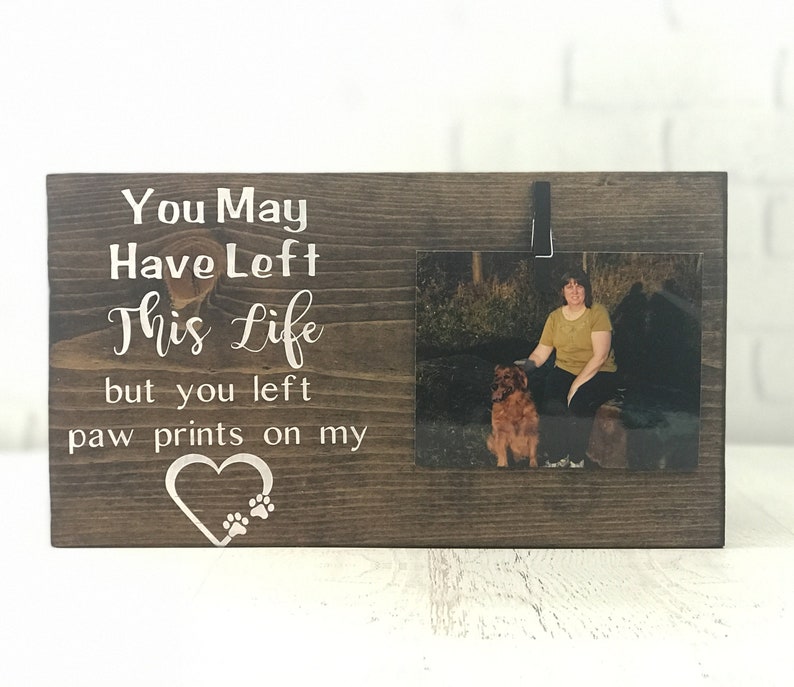 Rememberance of Pet Rustic Farmhouse Decor Loss of Dog Wood Memorial Picture Frame Sympathy Gift Cat Lover