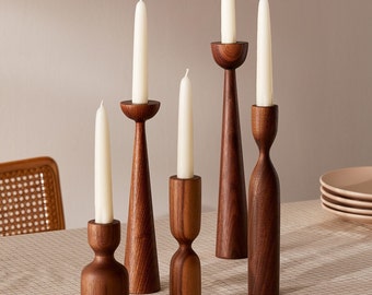 Noyer Bougeoir Deluxe Coffret Cadeau Scandinave Tourné À La Main Minimaliste Bois Chandelier Bougeoir Moderne Hygge Mariage Fête Des Mères