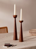 Victoria Walnut set of 2 Handturned Minimalist Wood Candlestick Candle holder Hygge Scandinavian Mid-Century Modern Mother's Day Handmade