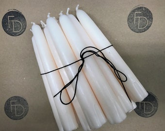 Paraffin wax candlesticks - Bundle of 24 - Hand-dipped tapper candles - 6 inches - Cream - Dripless