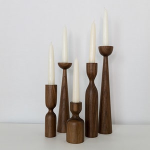 Harvey Walnut Wooden Candle Holders Set of 2 main image 1