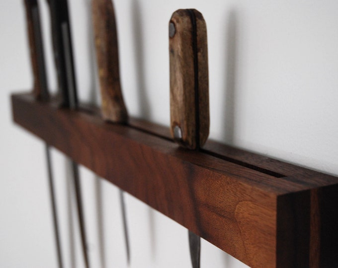 Black Walnut Knife Rack Knife Holder Wood Knife Organizer Etsy