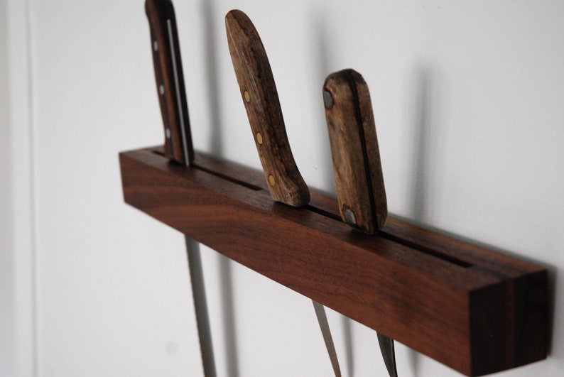 Black Walnut Knife Rack Knife holder Wood Knife Organizer Etsy