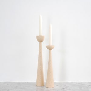 Victoria Maple set of 2 Handturned Minimalist Wood Candlestick Candle holder Mid-century Modern Scandinavian Mother's Day Hygge Simple image 6