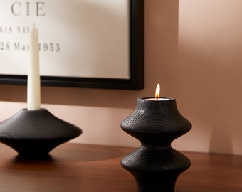 Handturned Black Ash Candle Holder: Scandinavian Mid-Century Modern The Townships Collection Mt. Megantic
