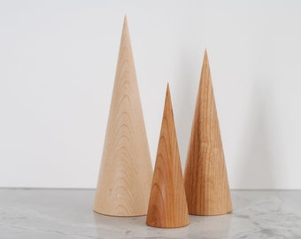 Minimalist Wood Christmas Tree Set: Scandinavian Mantel Decor