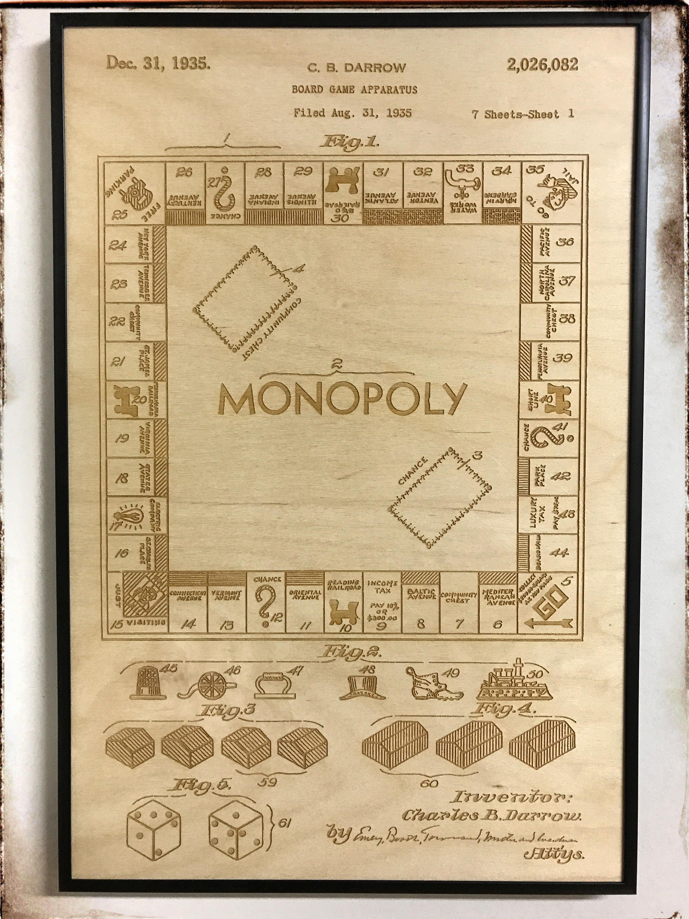Monopoly Patent Artwork Laser Cut Patent Monopoly Blueprint Etsy México