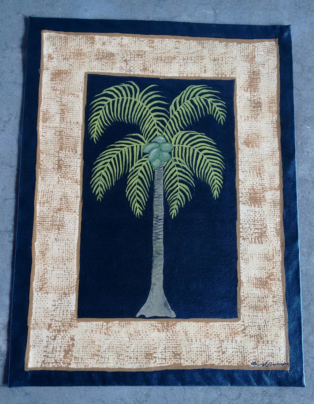 Coconut Palm With Jute Border Canvas Rug and Wall Hanging - Etsy