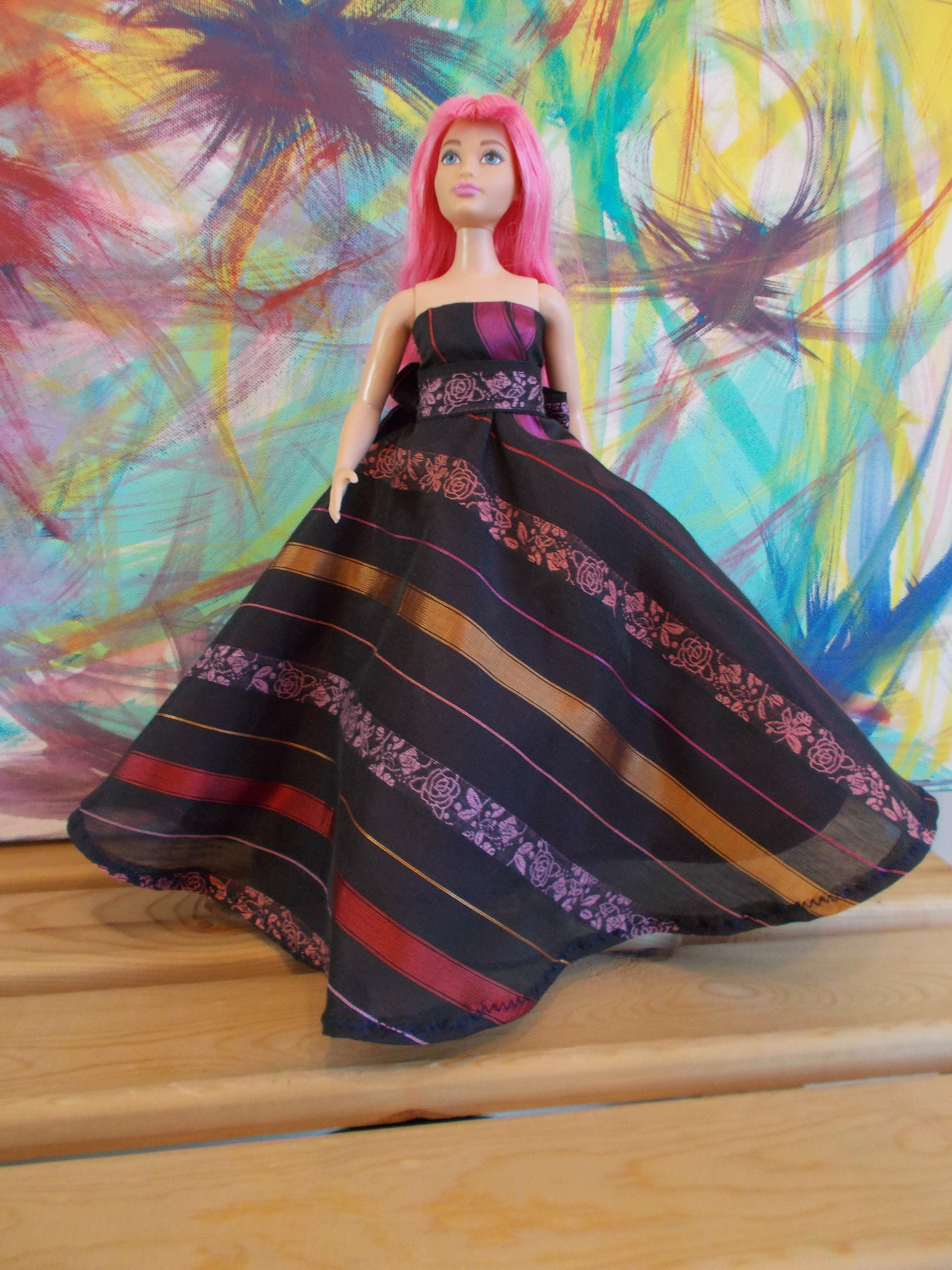 Black and Pink Curvy Barbie Ball Gown Bridesmaid Dress Prom | Etsy
