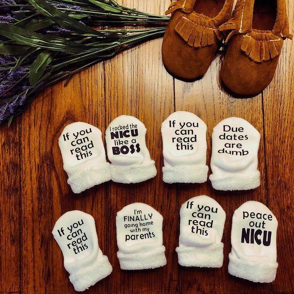 If you can read this socks - baby socks - peace out NICU - nicu going home outfit - going home with my parents - preemie baby - nicu gift