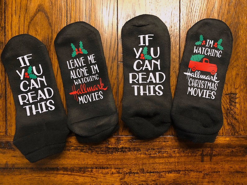Christmas movie socks If you can read this Christmas Socks Watching Christmas Movies hallmark Christmas Funny womens socks image 8