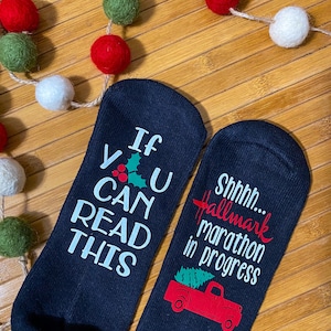 Christmas movie socks If you can read this Christmas Socks Watching Christmas Movies hallmark Christmas Funny womens socks image 4