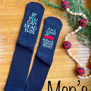 Christmas movie socks If you can read this Christmas Socks Watching Christmas Movies hallmark Christmas Funny womens socks image 7