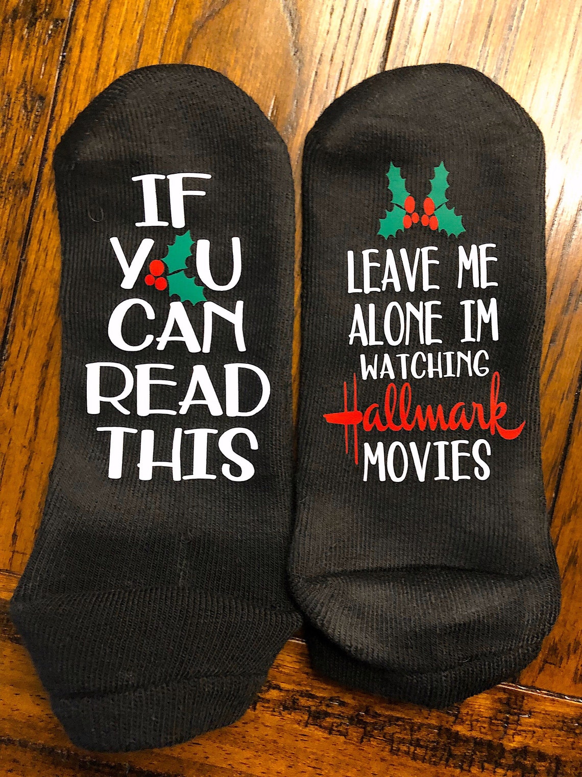 Christmas movie socks If you can read this Hallmark Socks | Etsy