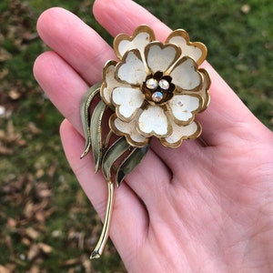 Blue and Green Rhinestone Brooch - Coro Vintage 1960s 2 1/4