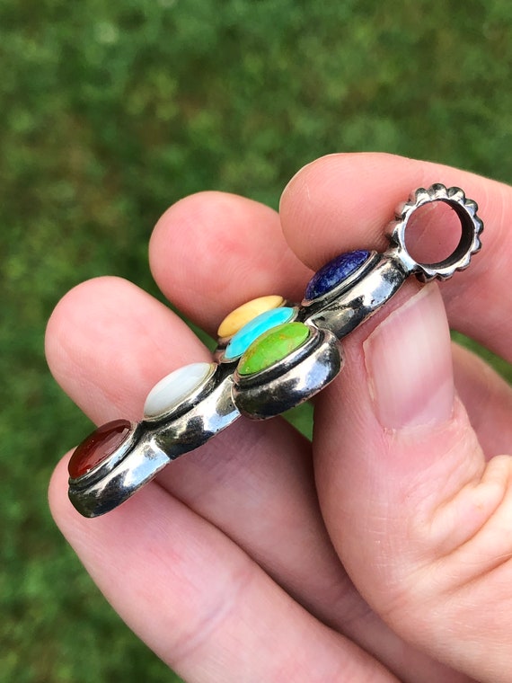 Gemstone sterling cross pendant, multicolored - image 2