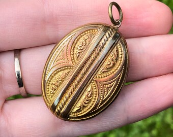 Antique repousse Victorian pendant, former locket soldered shut, beautiful!