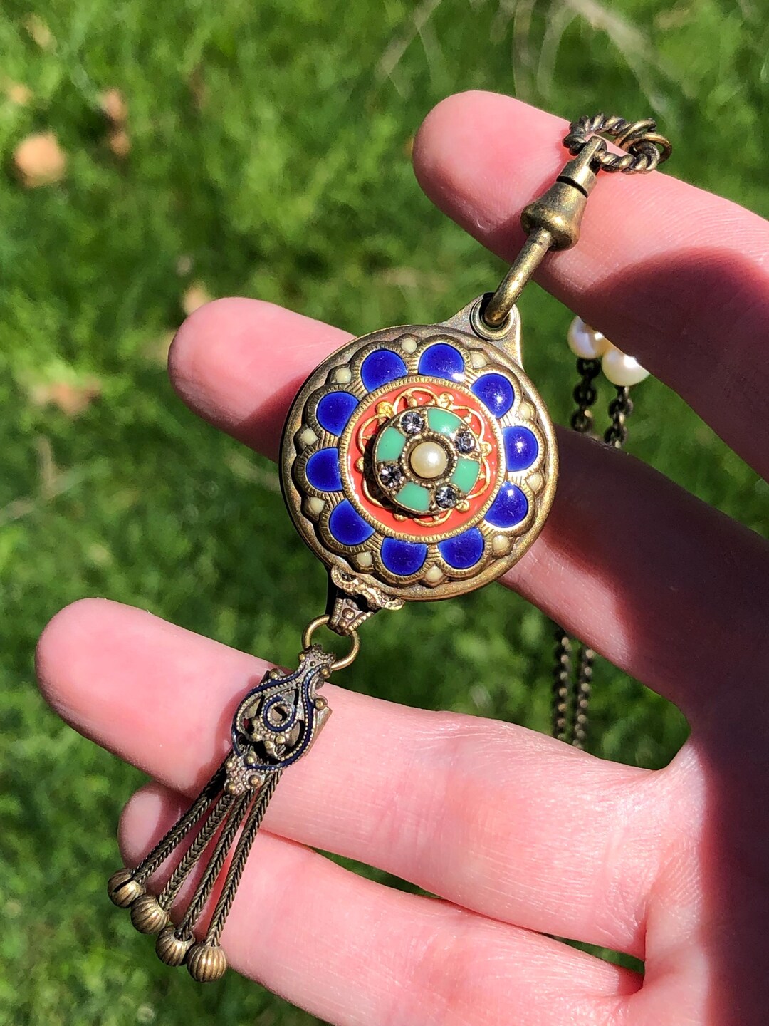 Victorian Revival Slide Locket With Enamel, Gorgeous! - Etsy