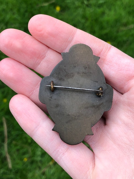 Victorian mourning locket brooch, vulcanite, with… - image 5