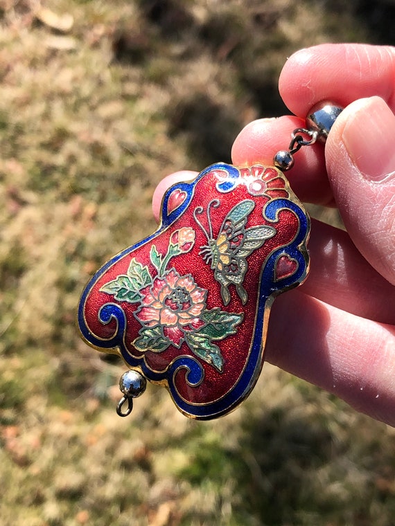 Cloisonne enamel butterfly pendant