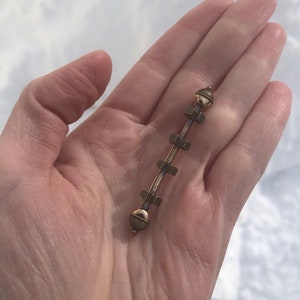 Antique Etruscan revival bar brooch, Victorian, interesting geometric design