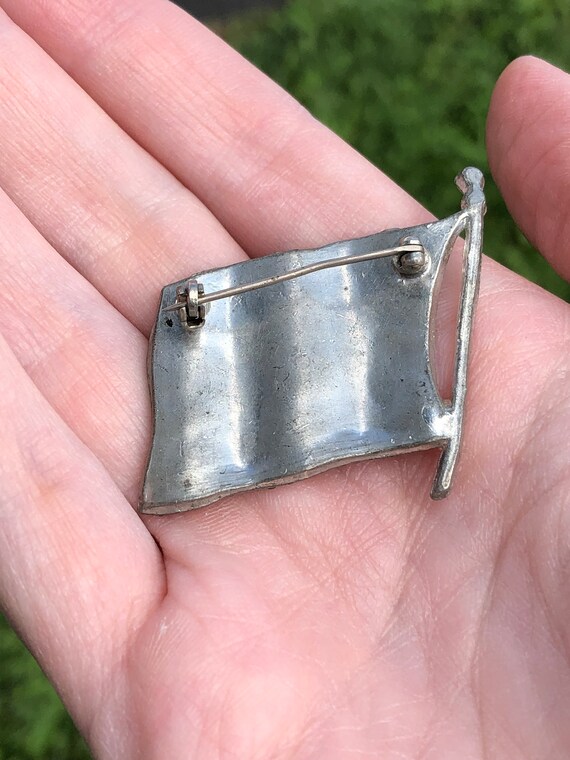 1940s paste and pot metal American flag brooch, r… - image 2