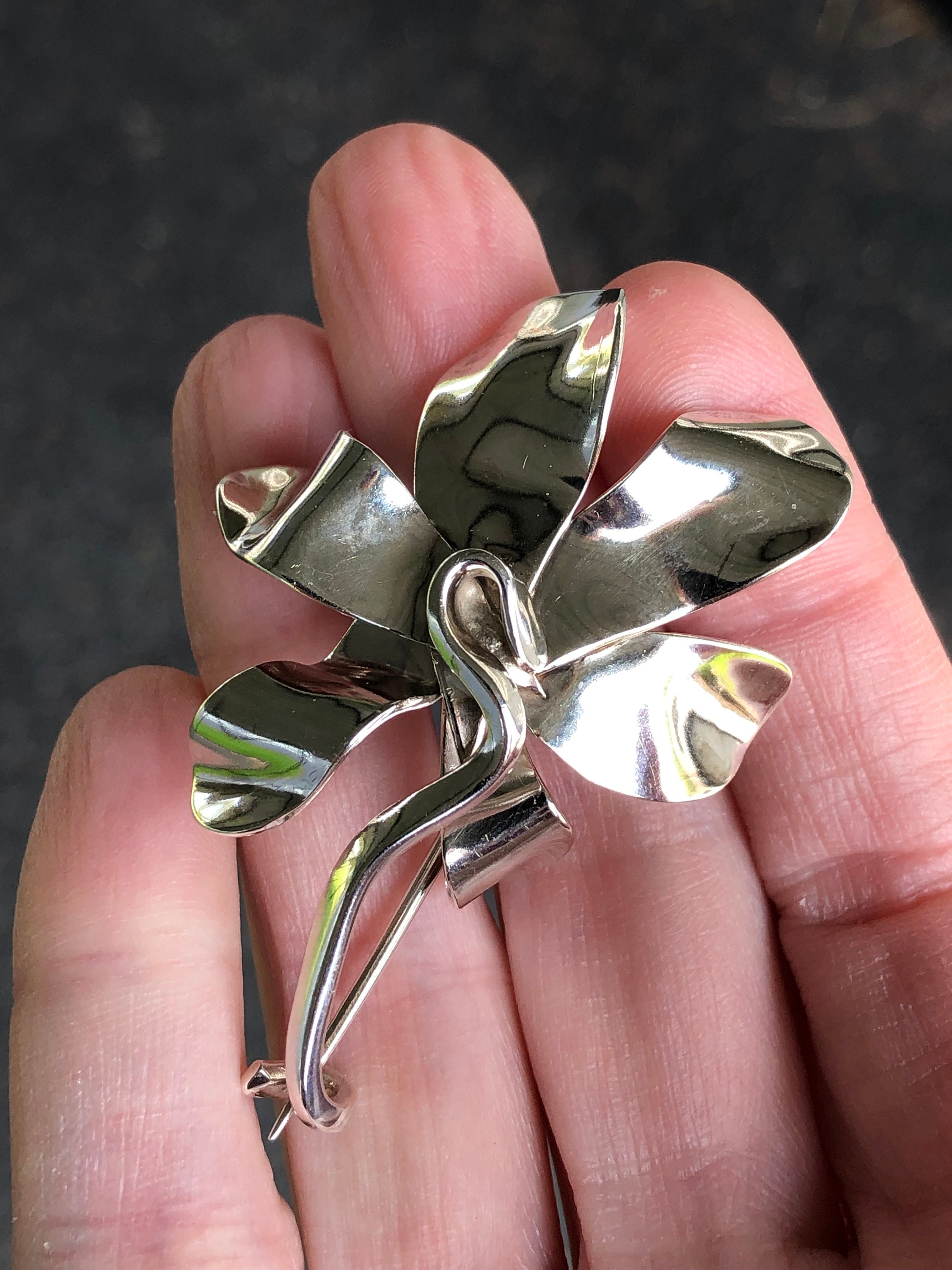 Broche Moderniste Signée R/M En Argent Sterling Véritable - 6g