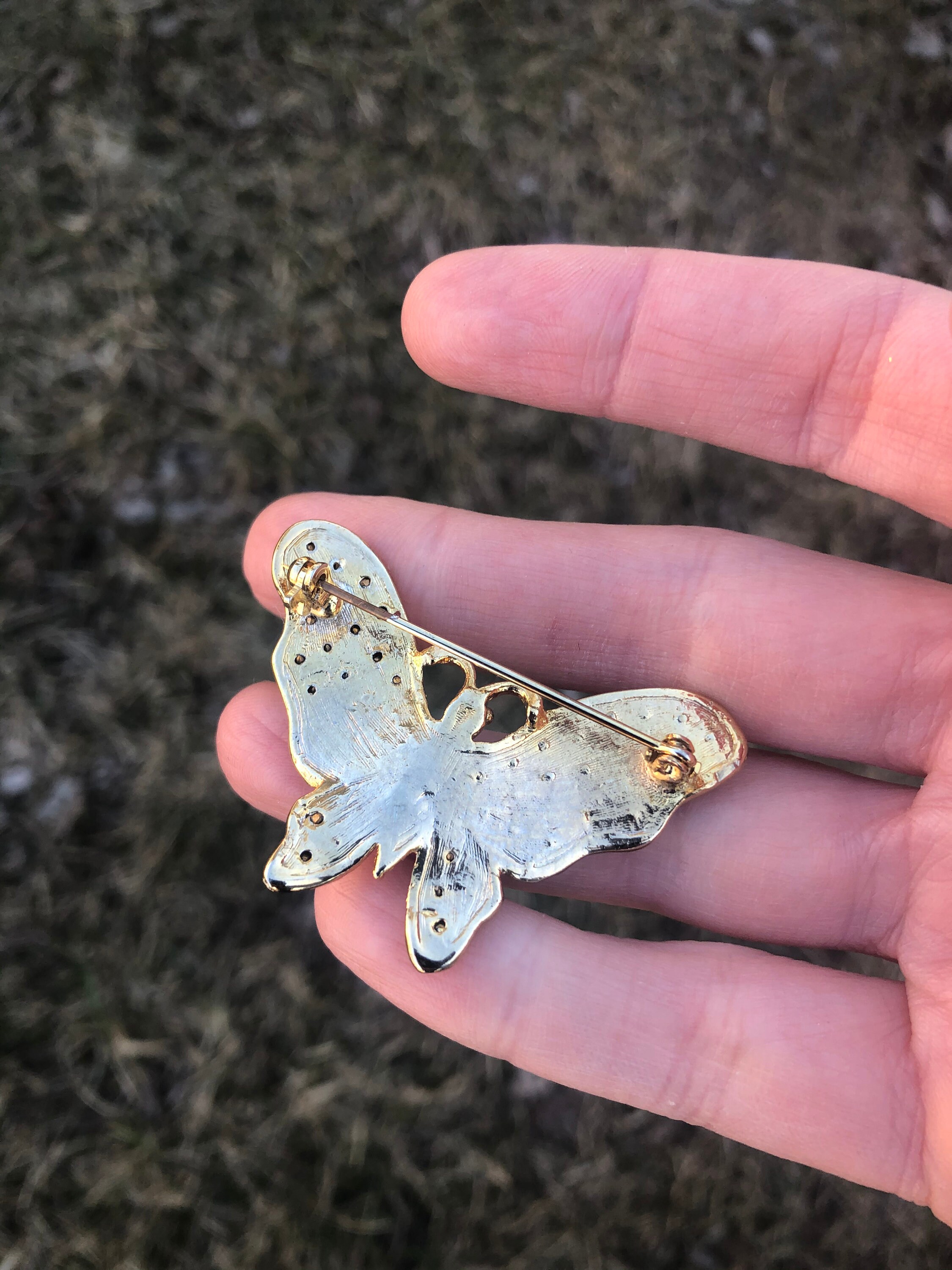 Broche Papillon En Métal Doré Avec Strass - Design élégant, Neuf Sans Emballage, Parfait Pour Accessoiriser
