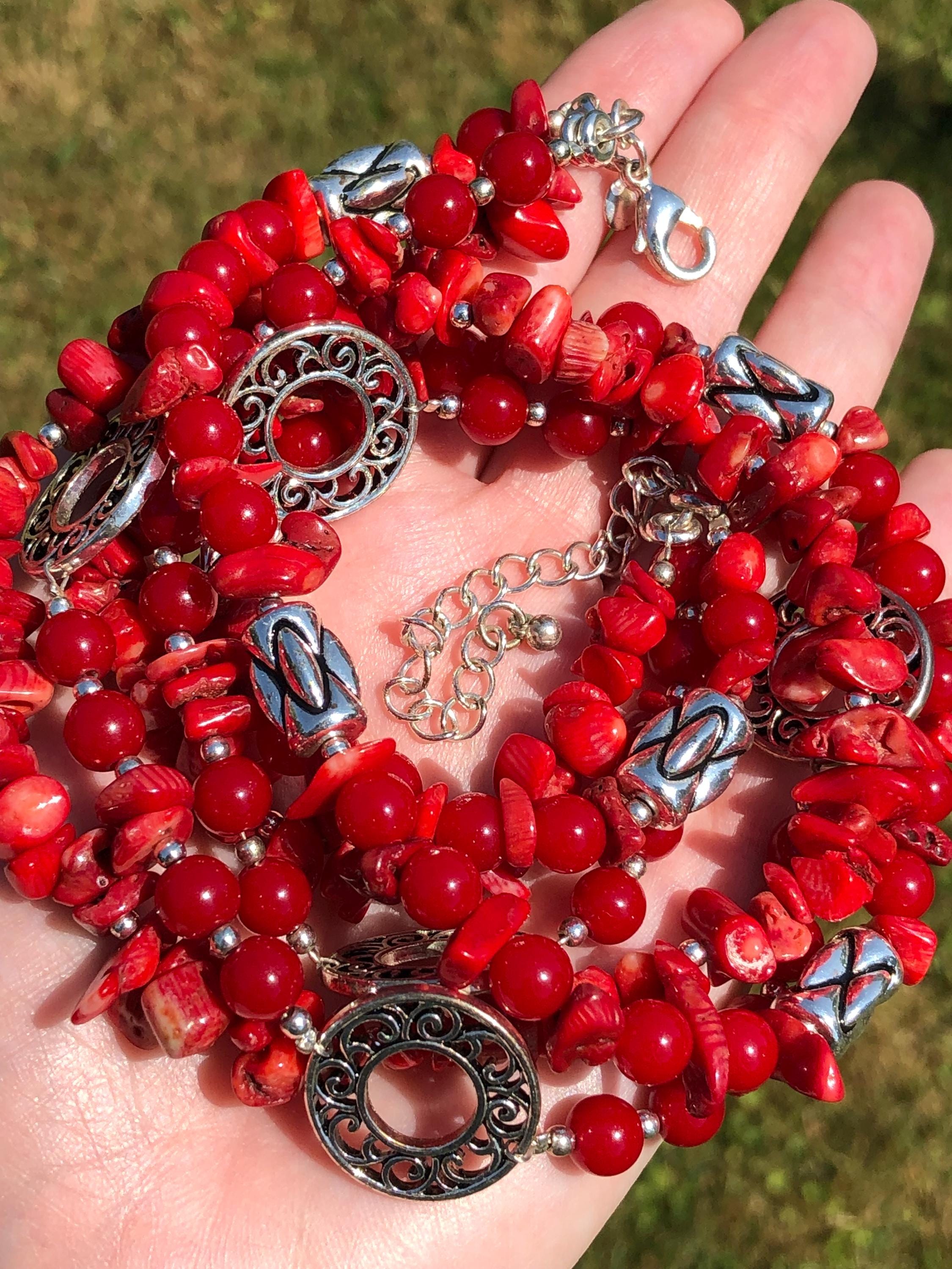 Premier Designs Vintage Genuine Coral Necklace, Triple Strand - Etsy