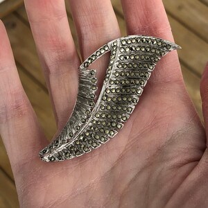 Vintage abstract marcasite brooch, sparkly!