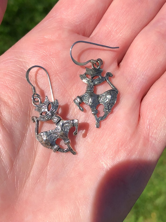 Cute sterling silver cat earrings