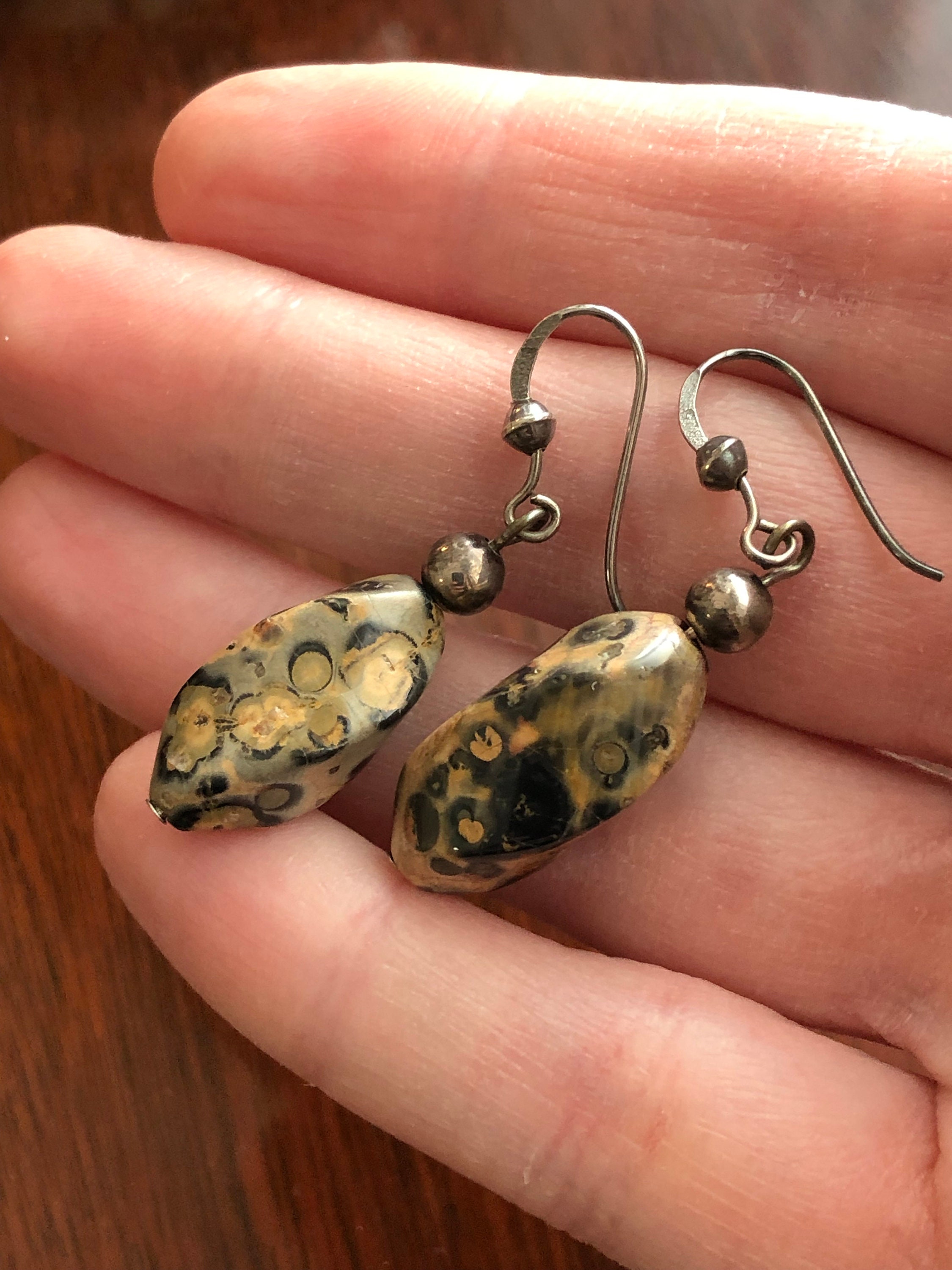 Boucles D'oreilles Vintage En Argent 925 Et Agate - Occasion - Style Boucle